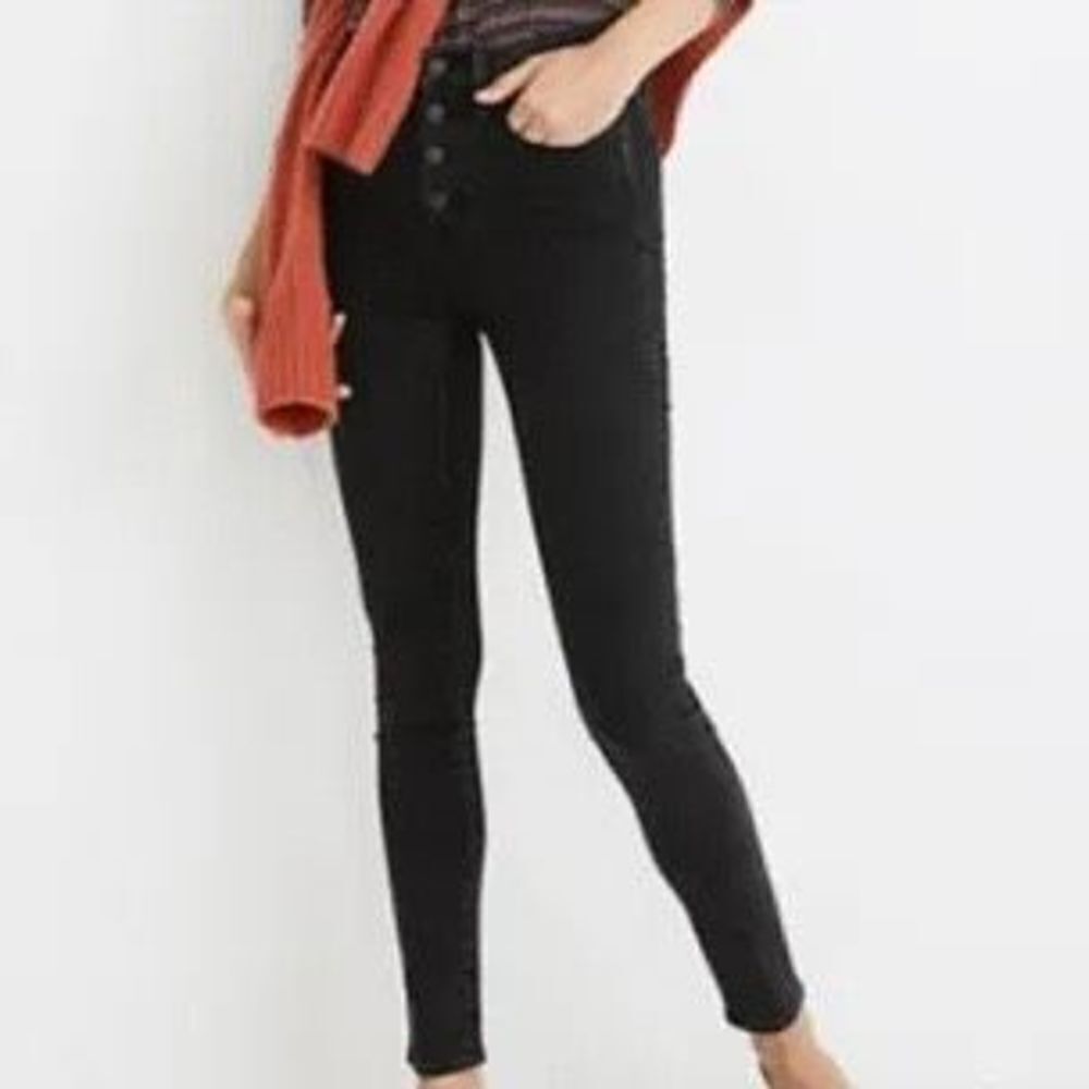 Madewell washed black 10” high rise ankle skinny jeans size 27